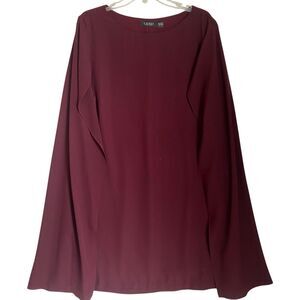Ralph Lauren Black Label Cape Mini Dress 20W Burgundy Glam Evening Wear Party